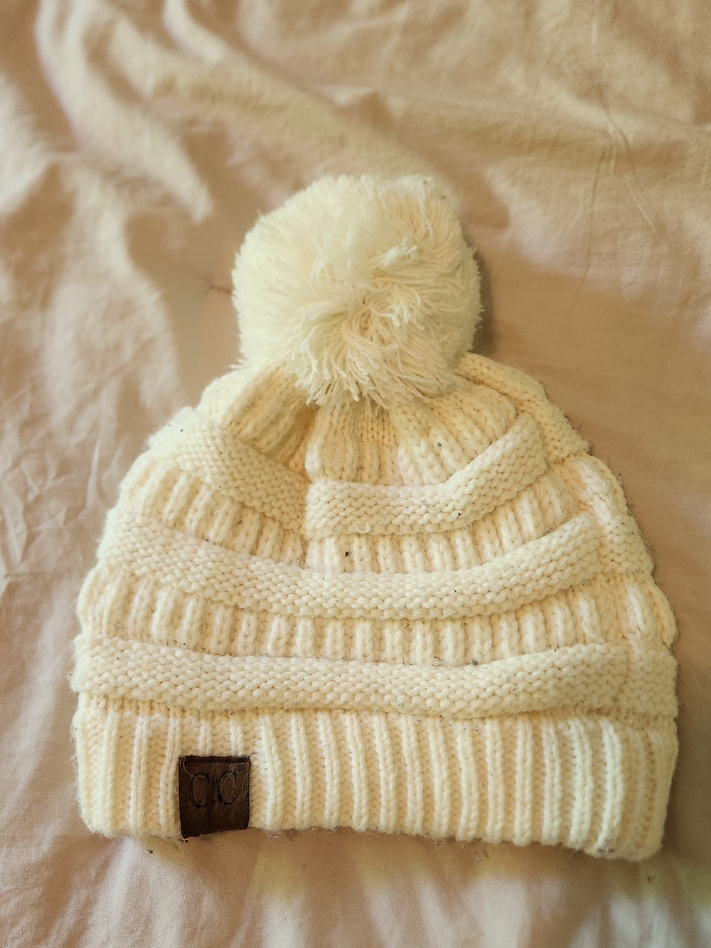 C.C Cream Knit Pom Beanie